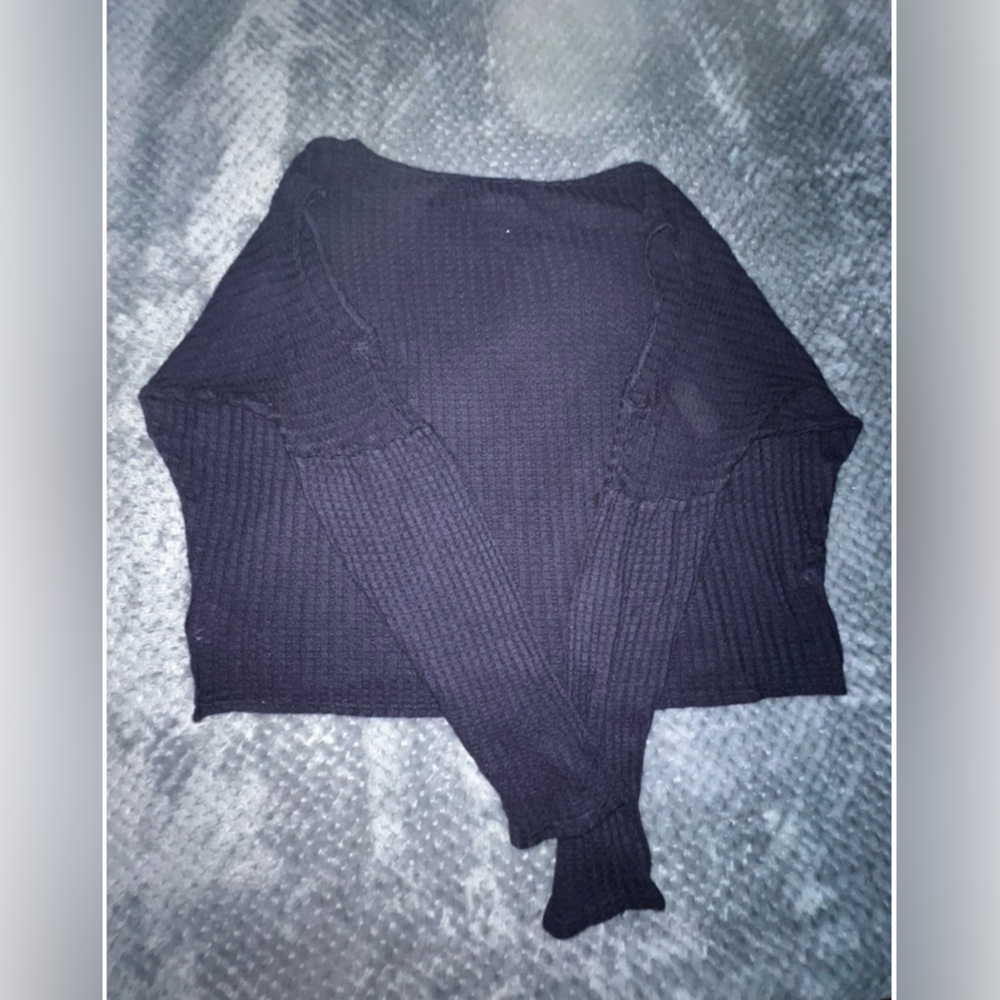 Navy Blue V-Neck Ribbed Sweater